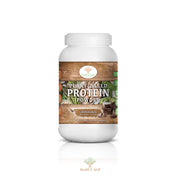 Health & Well chocolate protein powder front tub for smoothies and shakes