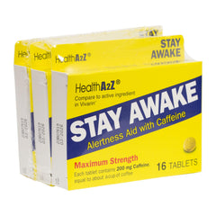 HealthA2Z Stay Awake bottle view highlights compact caffeine tablets.