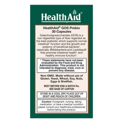 HealthAid GOSPrebio capsules close-up showing vegetarian capsules for daily use.