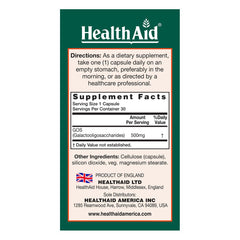 HealthAid GOSPrebio label side view with origin and non-GMO details.