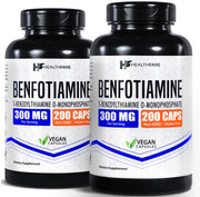 Healthfare Benfotiamine 300mg bottle label for daily energy support