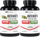 Healthfare Butcher's Broom capsules bottle front view for daily leg support.