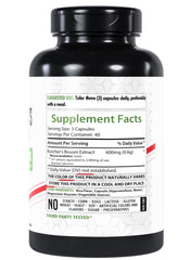 Healthfare Butcher's Broom capsules packaging highlights 2400mg potency per capsule.