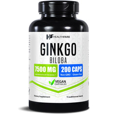 Healthfare Ginkgo bottle cap showcases easy daily dosing.