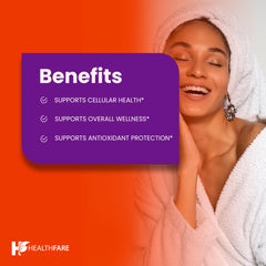 Healthfare Glutathione vegan capsules pack for clean-label wellness.
