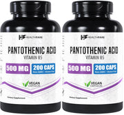 Healthfare Pantothenic Acid 500mg bottle with energy-supporting capsules