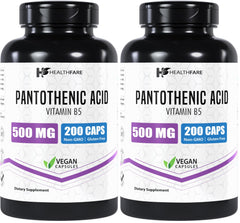 Healthfare Pantothenic Acid 500mg bottle with energy-supporting capsules