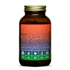 HEALTHFORCE Scram label close-up communicates vegan, kosher, gluten-free standards.