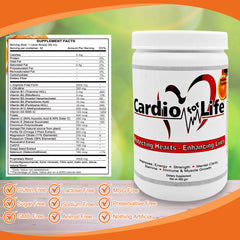Cardio for Life scoop in jar highlights convenient daily servings.