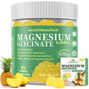 HealthNovaTech magnesium glycinate gummies bottle for restful sleep support.