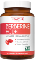 Healths Harmony berberine capsules bottle with label highlights potential metabolic support