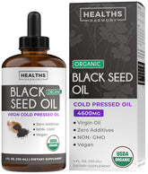 Healths Harmony black seed oil bottle pour for easy daily supplementation.
