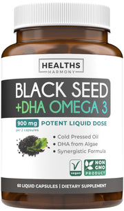 Healths Harmony black seed oil capsules bottle for daily wellness use