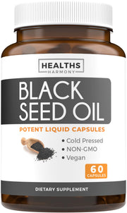 Healths Harmony black seed oil softgel bottle for easy daily use