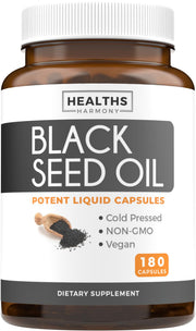 Healths Harmony Black Seed Oil Softgels front view for daily antioxidant support.