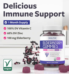 Closeup of Healths Harmony elderberry gummies showing berry texture and flavor