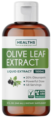Healths Harmony Extracto de hoja de olivo líquido, apoyo potencial al bienestar general.