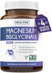 Healths Harmony magnesium bisglycinate bottle promotes relaxed evenings and daily comfort.