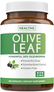 Healths Harmony Olive Leaf Extract bottle pour showing convenient daily immune support potential.