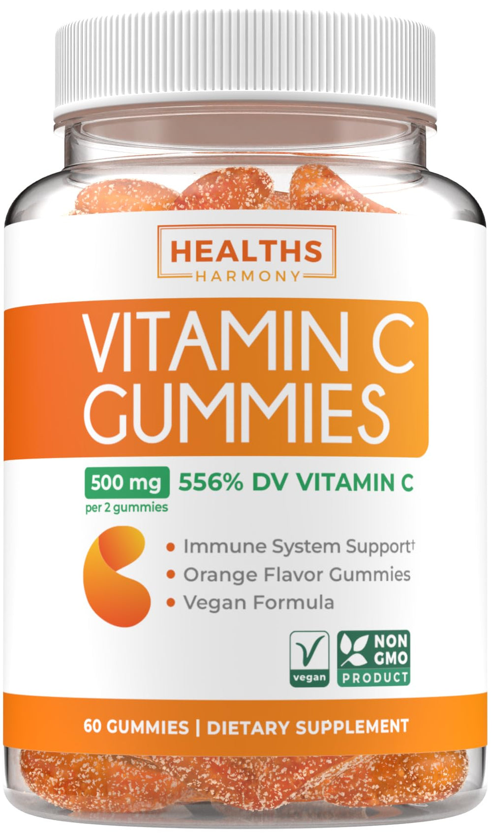 Healths Harmony vegan vitamin C gummies bottle front for daily immune support
