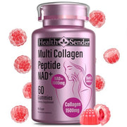 HealthSender Collagen Gummies bottle shown for convenient daily skincare support.