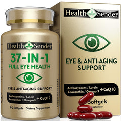 HealthSender Eye Vitamin 37-in-1 bottle front for comprehensive eye support.
