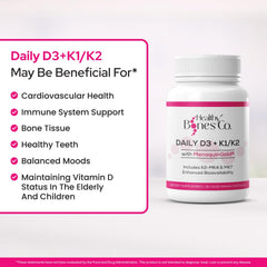 Healthy Bones Co. Premium D3 K2 label detail shows K1, MK4, MK7 content.
