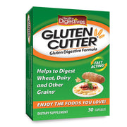 Healthy Delights Gluten Cutter bottle front showing GCX50 blend for gluten support