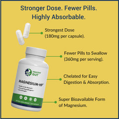 Healthy Gut Magnesium-HP label back detailing ingredients and purity standards