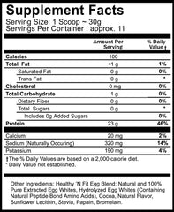 Healthy 'N Fit shake-mixer scene with egg protein chocolate powder for convenient smoothies.