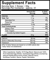 Healthy 'N Fit egg protein vanilla ice cream powder being mixed into a shake.