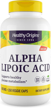 Healthy Origins Alpha Lipoic Acid 600 mg bottle—antioxidant energy support for daily vitality.