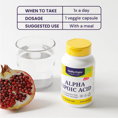 Gluten-free Healthy Origins Alpha Lipoic Acid bottle—time-tested antioxidant support.