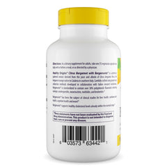 Healthy Origins bergamot capsules closeup highlighting vegan capsules and high polyphenol content.