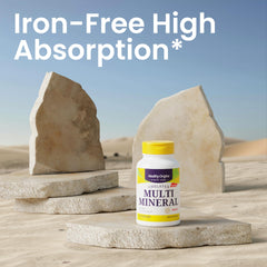 Healthy Origins Chelated Multi Mineral label displays gluten-free and allergen-free notes.