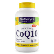 Healthy Origins CoQ10 300 mg bottle with capsules for energy support.