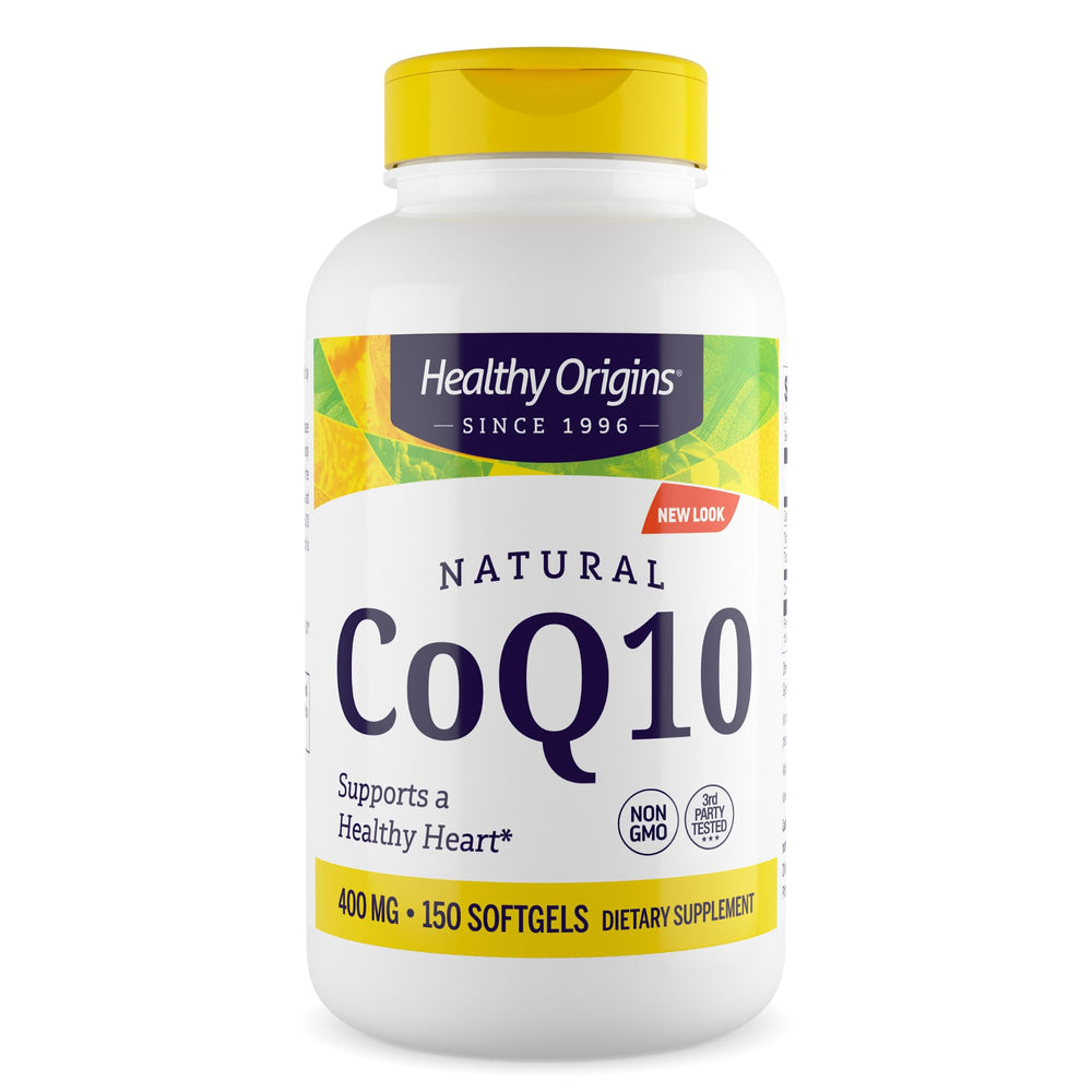 Healthy Origins CoQ10 400 mg bottle front view for daily vitality support.