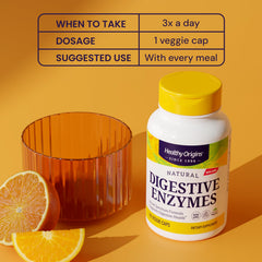 Healthy Origins Digestive Enzymes capsules on a surface indicate easy daily use