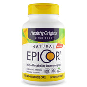 Healthy Origins EpiCor 500 mg bottle and capsules for immune support.