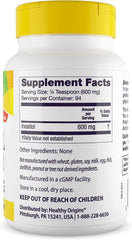 Healthy Origins Inositol Powder scoop measures servings for easy daily use.
