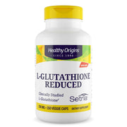 Healthy Origins L-Glutathione 250 mg bottle front, highlighting antioxidant support for daily wellness.