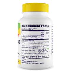 Close-up of Healthy Origins L-Glutathione Setria capsules for daily use.