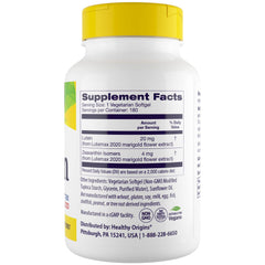 Healthy Origins Lutein RR zeaxanthin blend image highlights clinically studied eye nutrition.