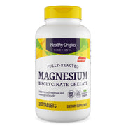 Healthy Origins Magnesium Bisglycinate Chelate bottle shows high-absorption formula for daily wellness.