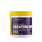 Healthy Origins Performance Creatine Creapure tub with unflavored powder for athletic energy