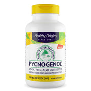 Healthy Origins Pycnogenol 150 mg bottle showing the French maritime pine bark extract for antioxidant support.