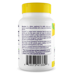 Close-up of Healthy Origins Pycnogenol 150 mg label showing vegan and non-GMO features.