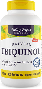 Healthy Origins Ubiquinol 200mg bottle on counter for daily energy support