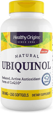Healthy Origins Ubiquinol 200mg bottle on counter for daily energy support