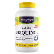 Healthy Origins Ubiquinol bottle front shows active CoQ10 for daily energy support